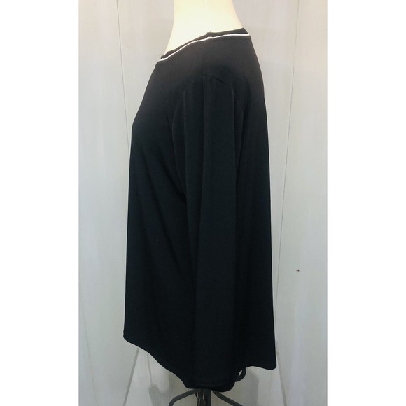 Susan Graver Women's Sz L Modern Essentials Knit Hi Low Tunic Black Ring Collar - Picture 5 of 8